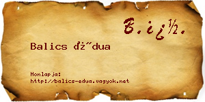 Balics Édua névjegykártya